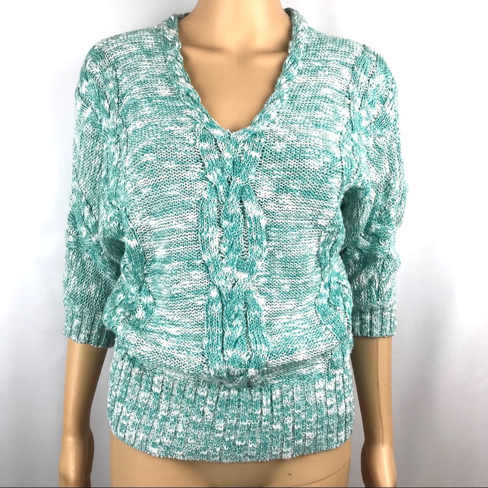 Maurices Sweater Chunky V-neck Teal Metallic Sz M